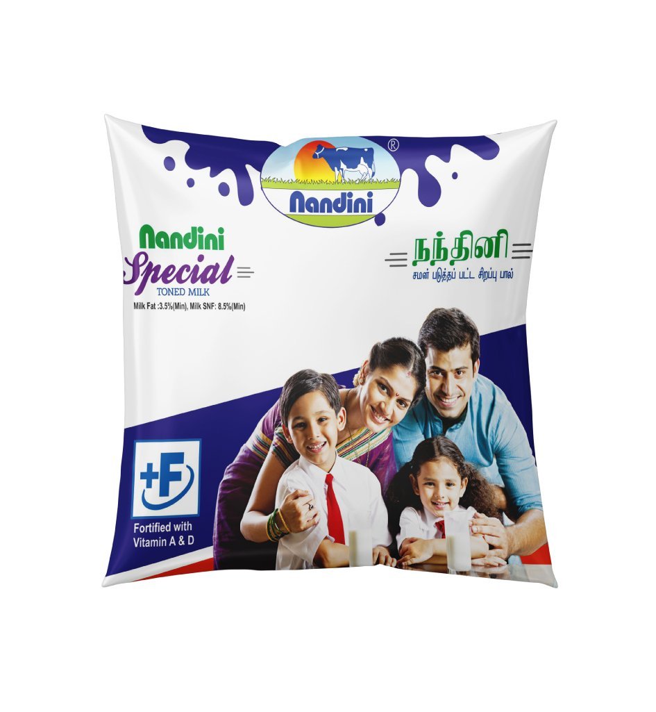 Nandini milk packaging